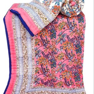 Pure Mulmul Cotton Reversible Hand Block Comforter/Rajai