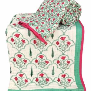 Pure Mulmul Cotton Reversible Hand Block Comforter/Rajai