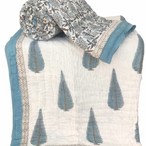 Pure Mulmul Cotton Reversible Hand Block Comforter/Rajai