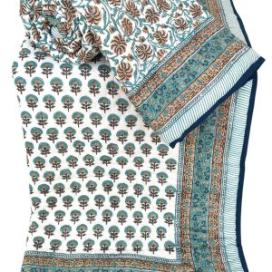 Pure Mulmul Cotton Reversible Hand Block Comforter/Rajai