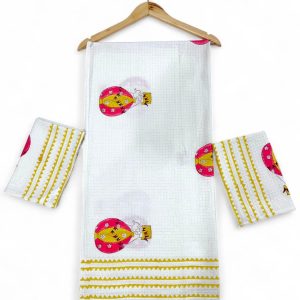 Hand Block Waffle Towel set