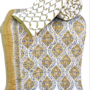 Pure Mulmul Cotton Reversible Hand Block Comforter/Rajai