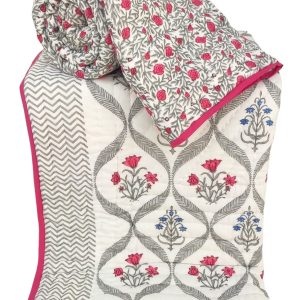 Pure Mulmul Cotton Reversible Hand Block Comforter/Rajai