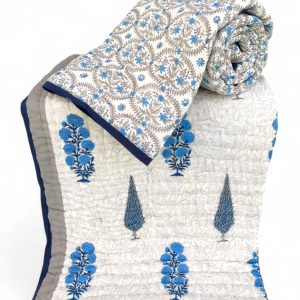 Pure Mulmul Cotton Reversible Hand Block Comforter/Rajai
