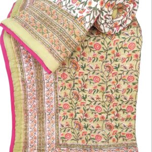 Pure Mulmul Cotton Reversible Hand Block Comforter/Rajai