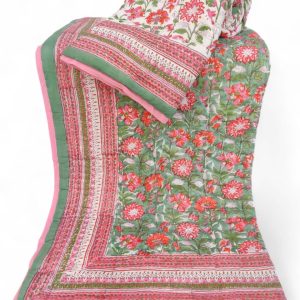 Pure Mulmul Cotton Reversible Hand Block Comforter/Rajai