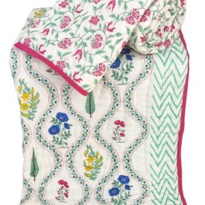 Pure Mulmul Cotton Reversible Hand Block Comforter/Rajai