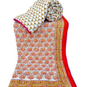 Pure Mulmul Cotton Reversible Hand Block Comforter/Rajai
