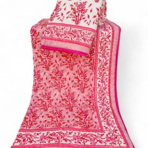 Pure Mulmul Cotton Reversible Hand Block Comforter/Rajai