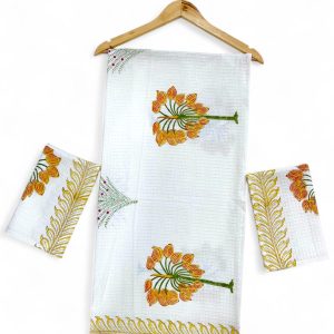 Hand Block Waffle Towel set