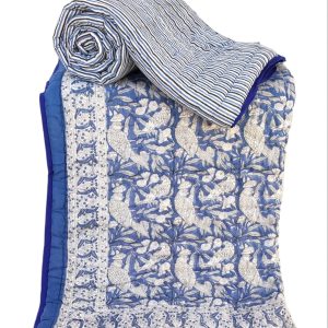 Pure Mulmul Cotton Reversible Hand Block Comforter/Rajai