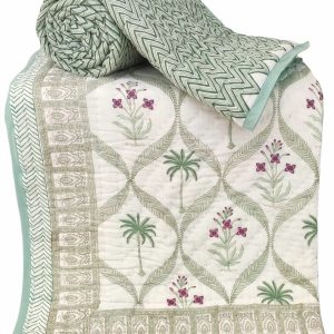 Pure Mulmul Cotton Reversible Hand Block Comforter/Rajai