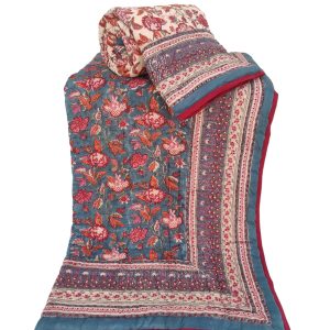Pure Mulmul Cotton Reversible Hand Block Comforter/Rajai