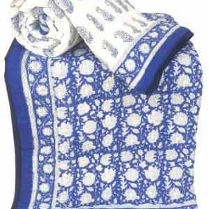 Pure Mulmul Cotton Reversible Hand Block Comforter/Rajai