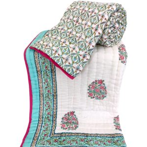 Pure Mulmul Cotton Reversible Hand Block Comforter/Rajai