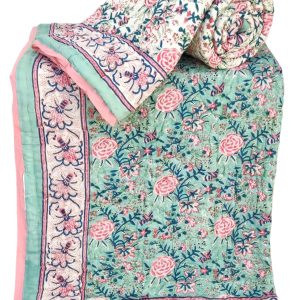 Pure Mulmul Cotton Reversible Hand Block Comforter/Rajai