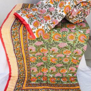 Pure Mulmul Cotton Reversible Hand Block Comforter/Rajai
