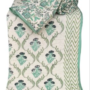 Pure Mulmul Cotton Reversible Hand Block Comforter/Rajai