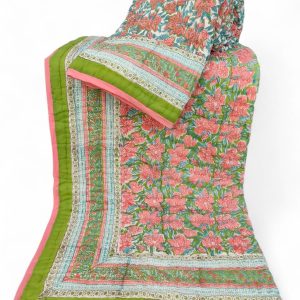 Pure Mulmul Cotton Reversible Hand Block Comforter/Rajai