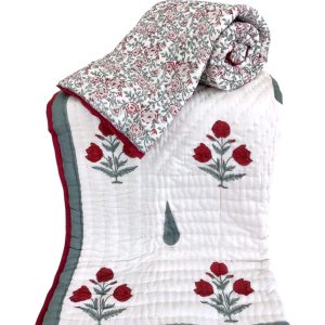 Pure Mulmul Cotton Reversible Hand Block Comforter/Rajai