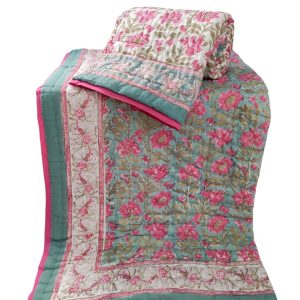 Pure Mulmul Cotton Reversible Hand Block Comforter/Rajai