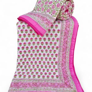 Pure Mulmul Cotton Reversible Hand Block Comforter/Rajai