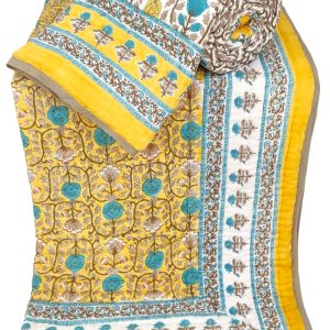 Pure Mulmul Cotton Reversible Hand Block Comforter/Rajai