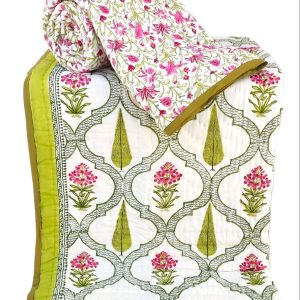 Pure Mulmul Cotton Reversible Hand Block Comforter/Rajai