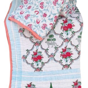 Pure Mulmul Cotton Reversible Hand Block Comforter/Rajai